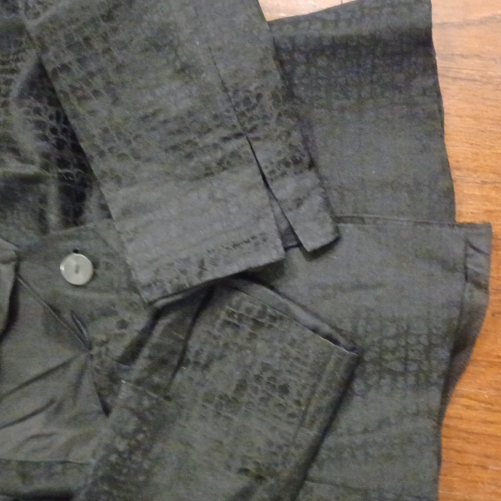 Vtg Armani 2 pc set collezioni black textured shoulder bow skirt suit blazer - Picture 11 of 16